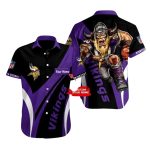 Personalized Minnesota Vikings Field Stride Black And Purple Hawaiian Shirt
