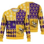 Minnesota Vikings Logo Inside Me Yellow And Purple Christmas Ugly Sweater