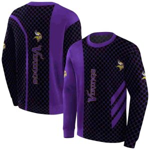 Minnesota Vikings Logo Monogram Purple And Black Pattern AOP Sweatshirt