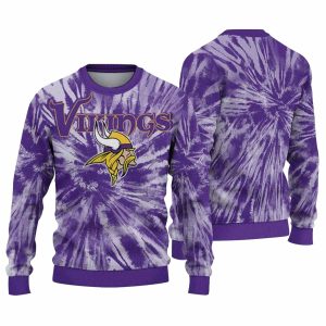 Minnesota Vikings Logo Tie Dye Purple Pattern AOP Sweatshirt