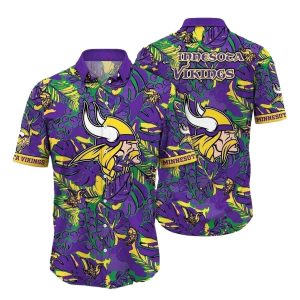 Minnesota Vikings Lush Purple Leafage Hawaiian Shirt