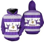 Minnesota Vikings Merry Christmas Football AOP Hoodie