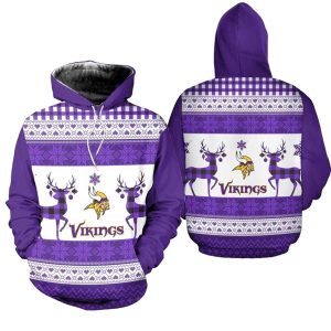 Minnesota Vikings Merry Christmas Football AOP Hoodie