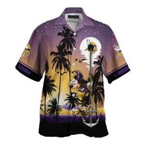 Minnesota Vikings Mickey Anchor Sunset Hawaiian Shirt