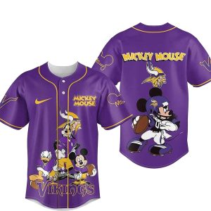 Minnesota Vikings Mickey Mouse Disney Characters Baseball Jersey