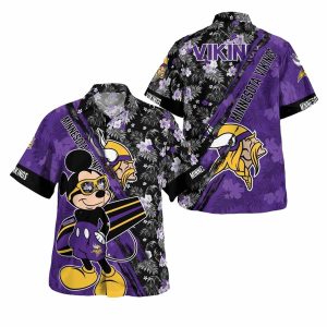 Minnesota Vikings Mickey Mouse Floral Hawaiian Shirt