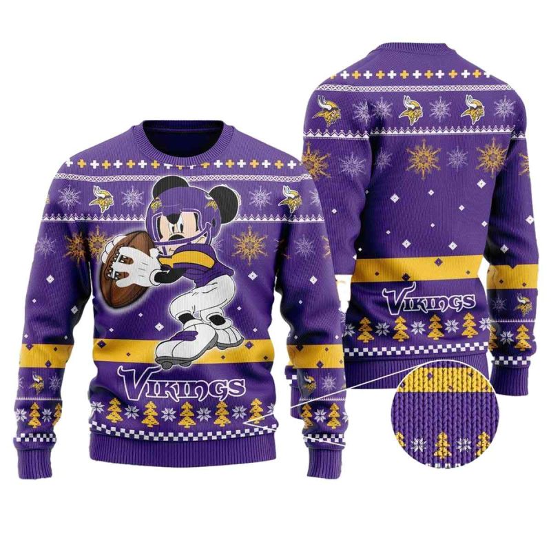 Minnesota Vikings Mickey Mouse Funny Ugly Sweater 1