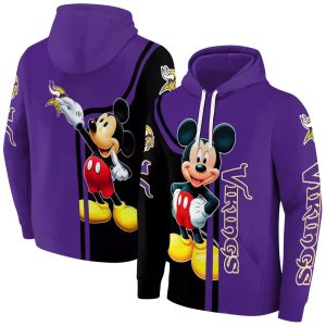 Minnesota Vikings Mickey Mouse Purple Black AOP Hoodie