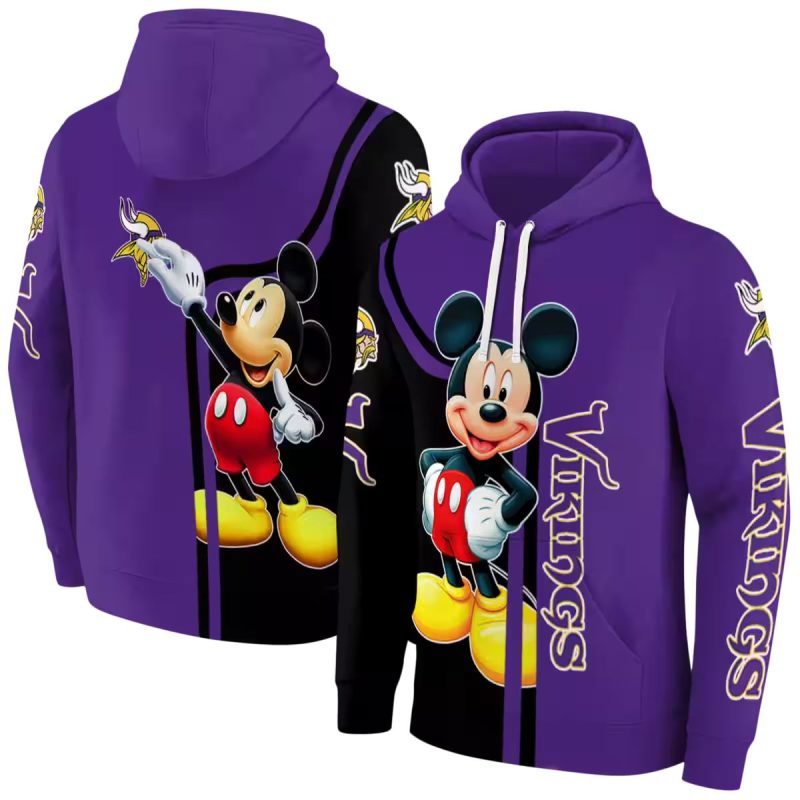Minnesota Vikings Mickey Mouse Purple Black Aop Hoodie 1
