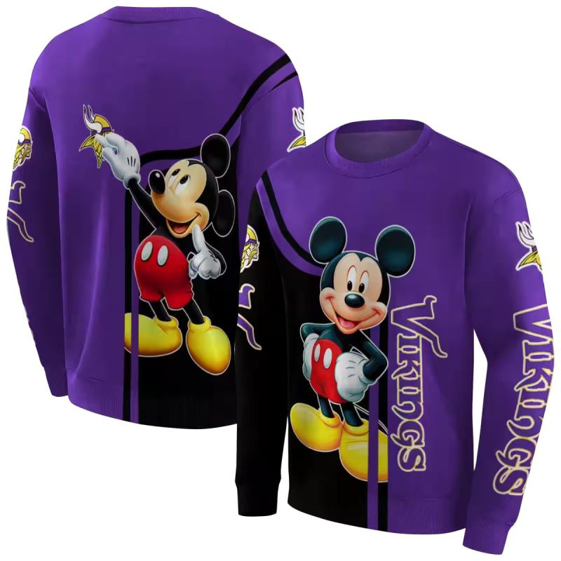 Minnesota Vikings Mickey Mouse Purple Black Aop Sweatshirt 1