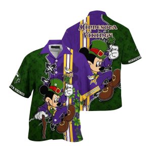 Minnesota Vikings Mickey Mouse St Patrick Day Hawaiian Shirt