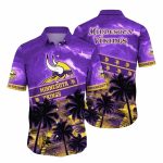 Minnesota Vikings Midnight Palm Tropical Hawaiian Shirt