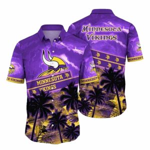 Minnesota Vikings Midnight Palm Tropical Hawaiian Shirt
