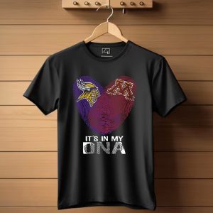 Minnesota Vikings Minnesota Golden Gophers Its In My Dna Heart Fingerprint T Shirt