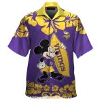 Minnesota Vikings Minnie Gold Hibiscus Pattern Hawaiian Shirt