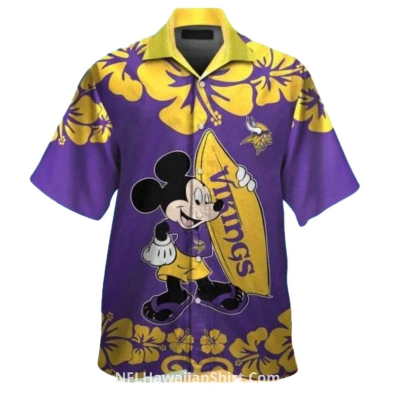 Minnesota Vikings Minnie Gold Hibiscus Pattern Hawaiian Shirt 1