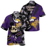 Minnesota Vikings Mtckey Mouse Cartoon Character Fan Hawaiian Shirt
