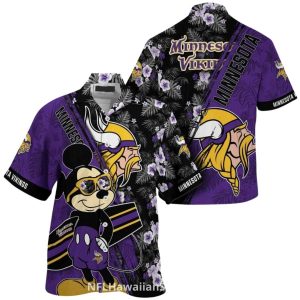 Minnesota Vikings Mtckey Mouse Cartoon Character Fan Hawaiian Shirt