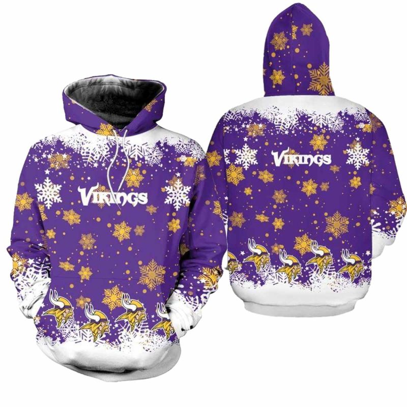 Minnesota Vikings Multi Logo Christmas Pattern Aop Hoodie 1