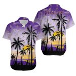 Minnesota Vikings Multi Logo Ocean Sunset Palm Tree Hawaiian Shirt