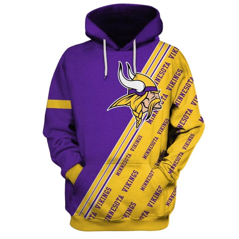 Minnesota Vikings Multi Logo Yellow And Purple Pattern Aop Hoodie 1