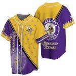 Minnesota Vikings Multi Logo Yellow Purple Baseball Jersey