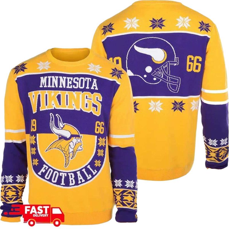 Minnesota Vikings Nfl Retro Holiday 2025 Xmas Gift Ugly Sweater 1
