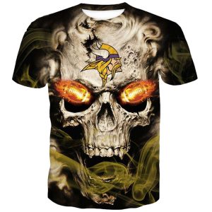 Minnesota Vikings Neon Glowing Fiery Football Eyes AOP T Shirt
