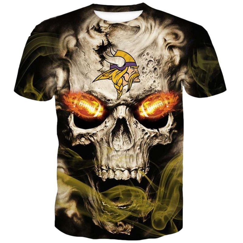 Minnesota Vikings Neon Glowing Fiery Football Eyes Aop T Shirt 1