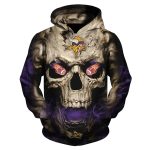Minnesota Vikings Neon Glowing Fiery Vikings Football Eyes Skull AOP Hoodie