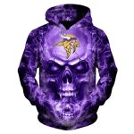 Minnesota Vikings Neon Purple Skull AOP Hoodie