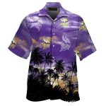 Minnesota Vikings Palm Shadows Button Down Hawaiian Shirt