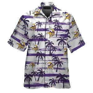 Minnesota Vikings Palm Sunset Stripes Casual Hawaiian Shirt