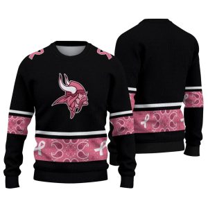 Minnesota Vikings Pink Ribbon Black Pink AOP Sweatshirt