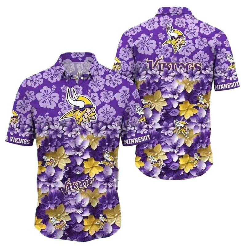 Minnesota Vikings Purple Bloom Playbook Hawaiian Shirt 1