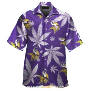 Minnesota Vikings Purple Cannabis Leaf Hawaiian Shirt