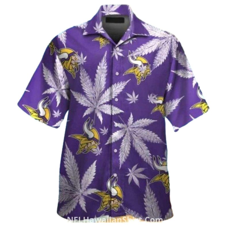 Minnesota Vikings Purple Cannabis Leaf Hawaiian Shirt 1