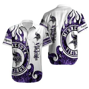 Minnesota Vikings Purple Flame Hawaiian Shirt