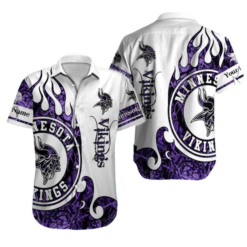 Minnesota Vikings Purple Flame Hawaiian Shirt 1