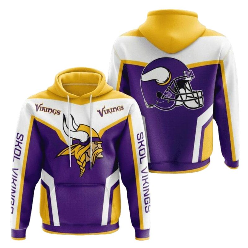 Minnesota Vikings Purple Gold White Aop Hoodie 1