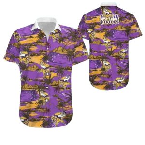 Minnesota Vikings Purple Tropical Beach Hawaiian Shirt