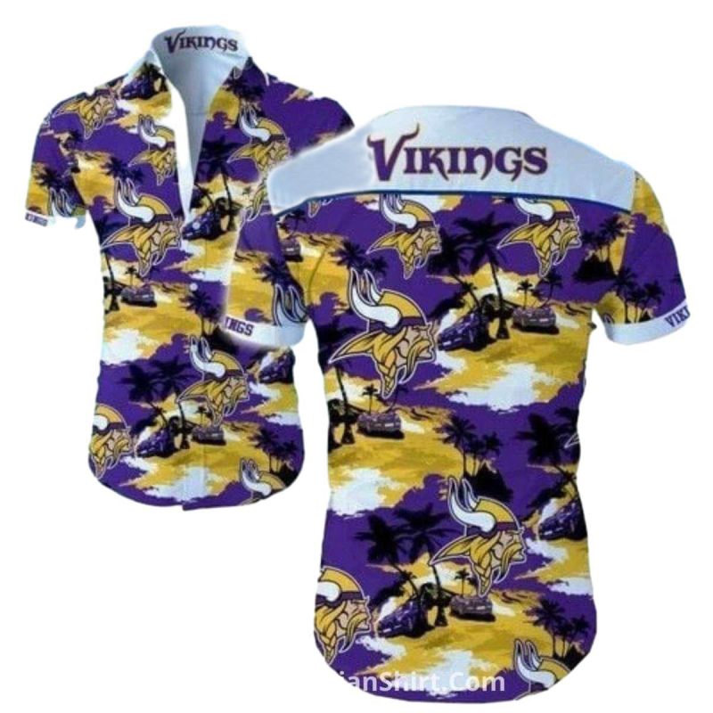 Minnesota Vikings Purple Yellow Jeep Island Hawaiian Shirt 1