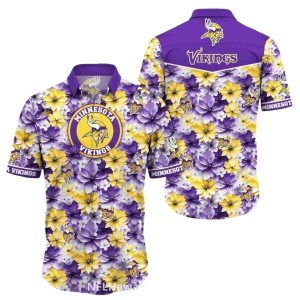 Minnesota Vikings Purple and Yellow Floral Bloom Hawaiian Shirt