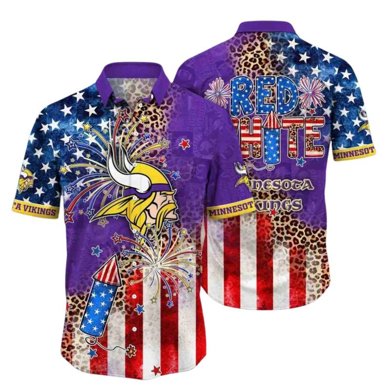 Minnesota Vikings Red White Independence Day Hawaiian Shirt 1