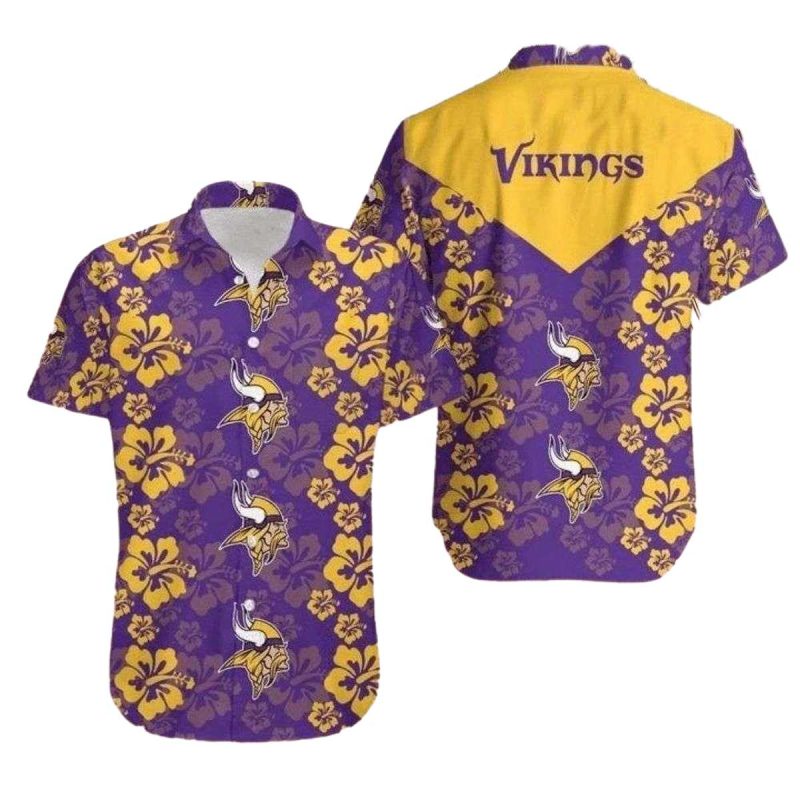 Minnesota Vikings Regal Purple Hibiscus Hawaiian Shirt 1