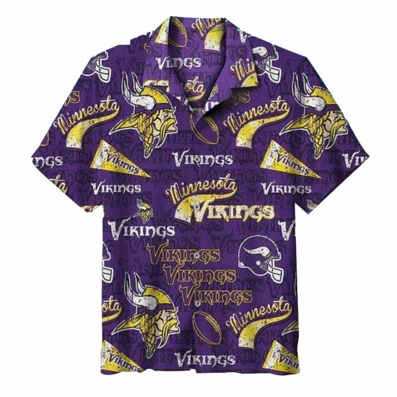 Minnesota Vikings Retro Typography Purple Hawaiian Shirt 1
