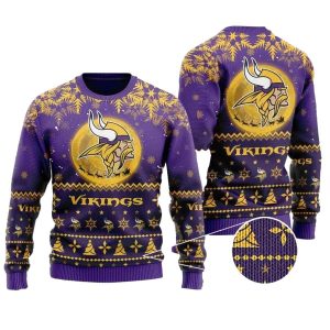 Minnesota Vikings Santa Claus In The Moon Ugly Sweater