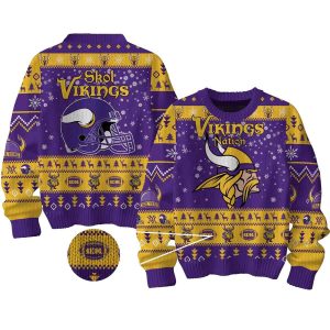 Minnesota Vikings Skol Viking Nation Christmas Ugly Sweater