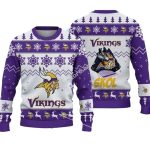 Minnesota Vikings Skol White And Purple Pattern Ugly Sweater