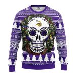 Minnesota Vikings Skull Flower Christmas Ugly Sweater